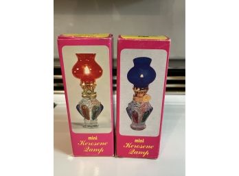 2 Mini Kerosine Lamps In Box