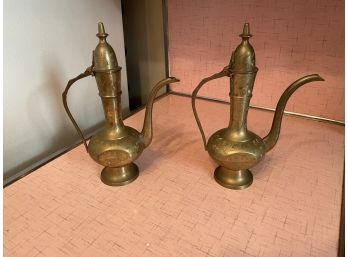 (2) Brass Pitchers- Made In India