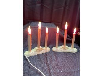 Vtg Mid Century 3 Light Fancy Bulb Christmas Candelabra Molded Plastic Window Candolier, WORKS