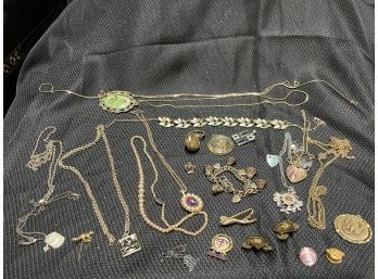 Lot Of Costume Jewelry & Box