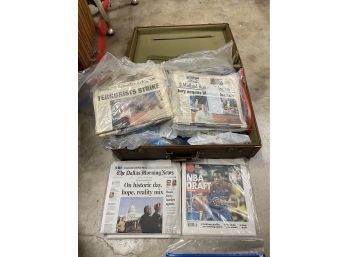 Lot Of Significant Newspaper Headlines Plus Vintage Suitcase