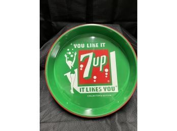 Metal 7UP Soda Serving Tray 14' Round