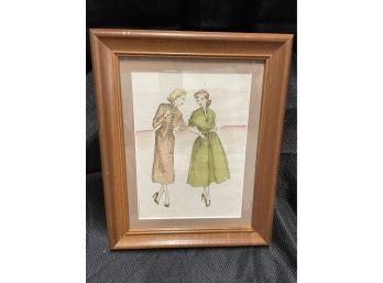 Original Art Marti M Ledosk Watercolor- 2 Ladies