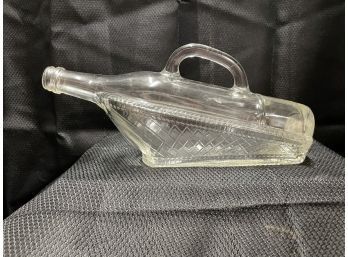 Vintage Wine Bottle Sail Boat Vessel Clear Glass Sitting Sideways 1966 - 11.5In