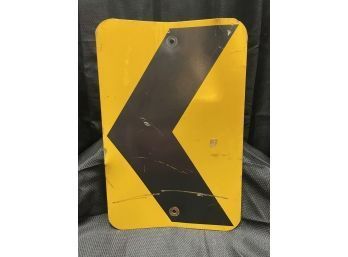 Vintage Yellow & Black Metal Road Sign