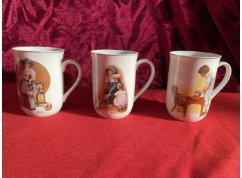 Lot Of 3 Norman Rockwell Mugs 1981