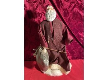 Porcelain Santa Claus Doll On Stand