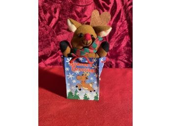 Cute Mini Reindeer In Gift Bag-