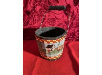 Hand Painted Wood Bucket With Handle