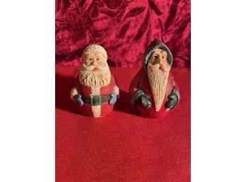 Two Signed Santa Figures