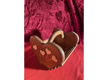 Heart Shaped Wooden Basket