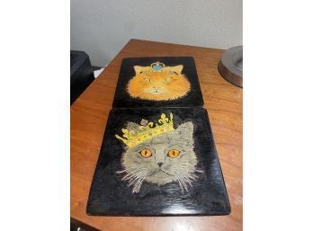 Two Cat Art Wall Hangers