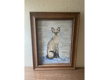 Signed Cat Painting- Ann Roznovsky 1969