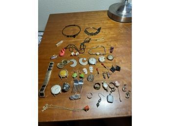 Large Lot Of Cool & Unusual Jewelry- Hamilton 17 Jewel, Etc