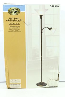 Hampton Bay 71 In. Antique Bronze Floor Lamp With 2 White Alabaster Glass Shades
