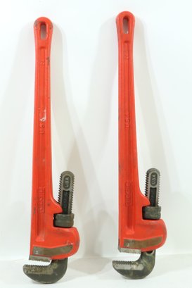 2 RIDGID Top Quality 24 Inch Heavy-Duty Steel Straight Pipe Wrenchs