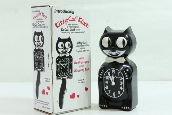 Classic Kitty Cat Clock 3/4 Size Of Original New