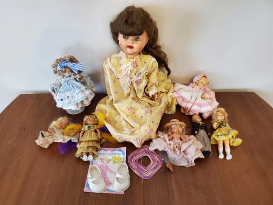 Group Of Vintage Dolls Including 22' IDEAL Doll