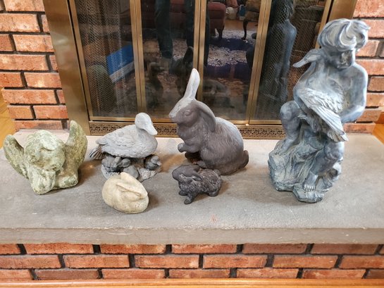 Group Of Indoor Outdoor Decorative Figurines Animals - Mixed Media