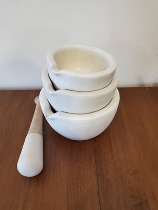 Group Of 3 Mortar With Pestle Made By TRENTON