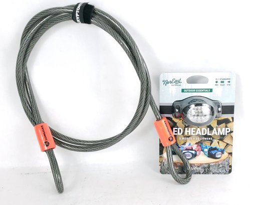 Kryptonite Locking Cable And Noreast Led Head Lamp