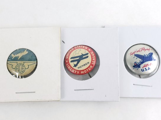 3 Vintage Aircraft Advertising Pins