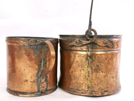 Pair Of Dovetailed Copper Pots