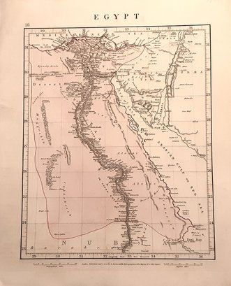 1828, MAP OF EGYPT , Published By A. Arrowsmith, Hydrographer To His Majesty , London , 13 1/2 ' X 11 '