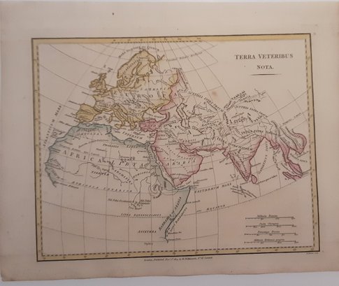 1814  Map, TERRA VETERIBUS NOTA  Pub. By R. WILKINSON, No. 58,Cornhill, London. Approx. 13.5 X 11