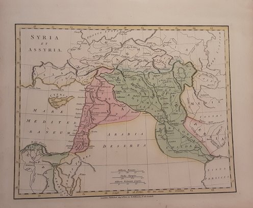 1814 Map, SYRIA ET ASSYRIA  Pub. By R. WILKINSON, No. 58,Cornhill, London. Approx. 13.5 X 11