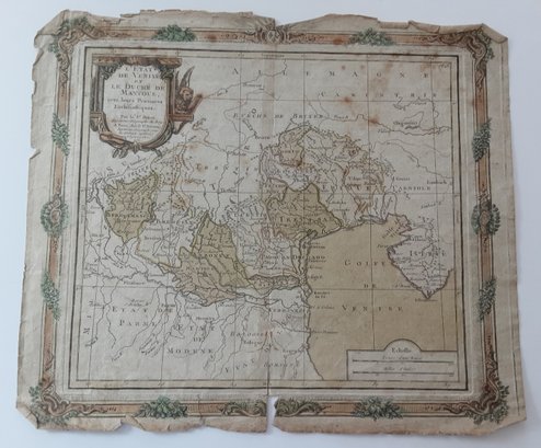 1766 , RARE ANTIQUE MAP OF VENICE & THE DUCHY OF MANTUA & ECCLESIASTICAL PROVINCES BY ST. BRION , IN PARIS