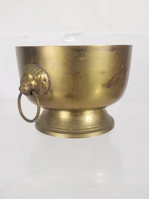 Brass Bowl With Lion Head Handles