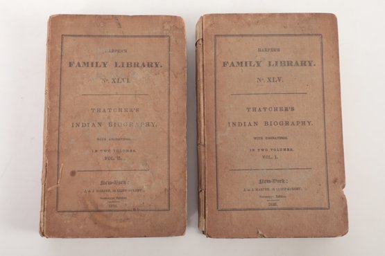 1832 Thatchers Indian Biography, Harpers Family Library,  With Engravings In 2 Volumes
