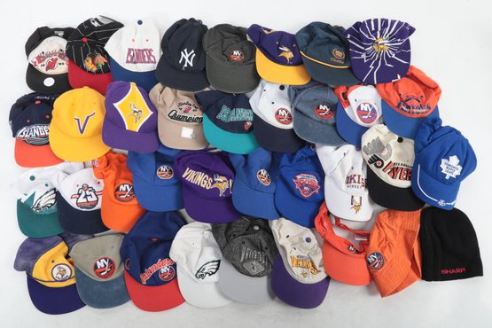 Large Lot Of Vintage Sports Caps Hats
