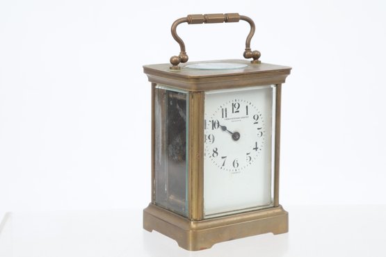 Antique Brass Carriage Clock By Smith Patterson Company Boston (Made In France)