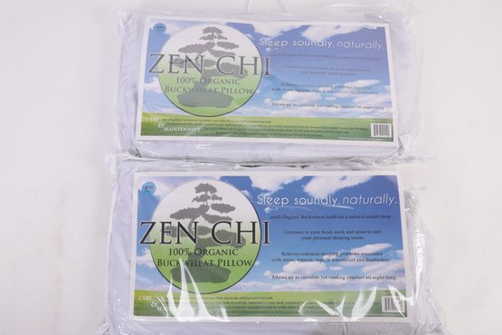 Pair Of Zen Chi King Size Buckwheat Hull Pillows  New