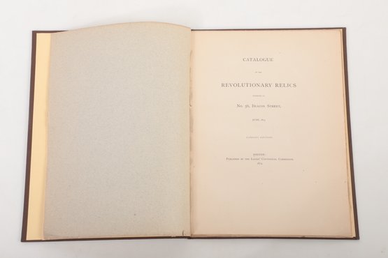 1875 Catalogue Revolutionary Relics Exhibited June 1878 Boston Ladies' Centennial Comission