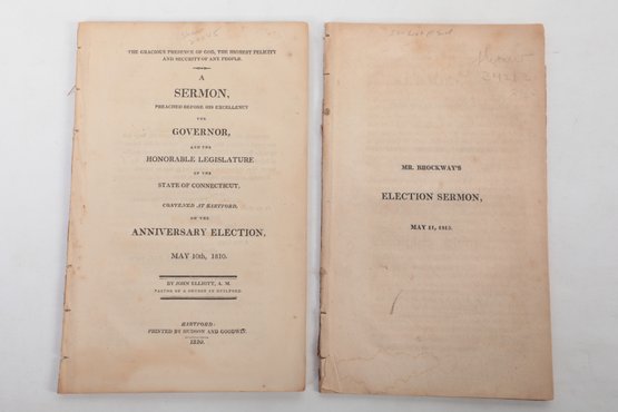 Early Connecticut Connecticut Election Sermons, 1810 And 1815.