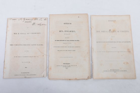 AMERICANA:  Pre-Civil War Political Pamphlets- Maine, Vermont,  Virginia Bounty Land Claims