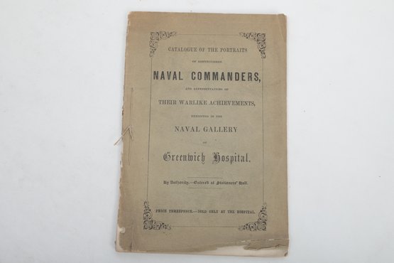 1865  Catalogue Of The Portraits Of Naval Commanders