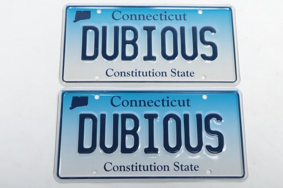 Connecticut Vanity License Plates 'DUBIOUS'