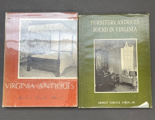 FURNITURE BOOKS: 2 Vintage Titles On VIRGINIA ANTIQUES Illustrated HC DJ