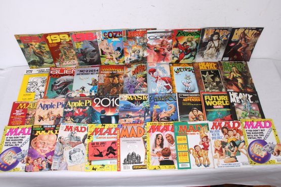 Group Of Adult Fantasy Comic Books Magazines Incl MAD, Heavy Metal, Penthouse, 1984, 1994 & More