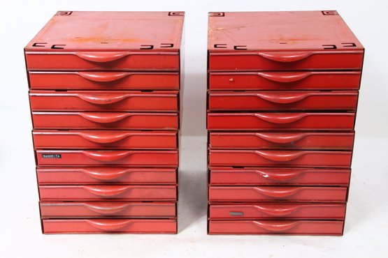 Group Of Vintage EQUIPTO 20 Drawers Sectional Stackable Industrial Cabinet