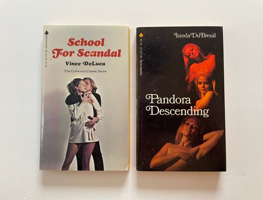 2 Midwood Books 125-58: School For Scandal By Vince Deluca & 125-27: Pandora Descending By Linda DuBreuil