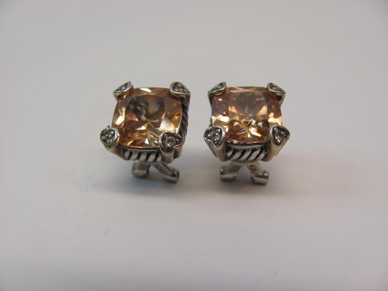 Sterling And Citron Stud Earrings
