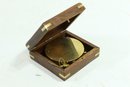 Group Of Vintage Style Brass Compasses 1 In Wood Box