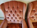 Pair Of Vintage Velvet Tufted Nailhead Wingback Chairs