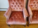 Pair Of Vintage Velvet Tufted Nailhead Wingback Chairs