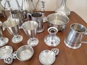 Large Lot Of Pewter Decorative Cups Bowls Tea Pots & More